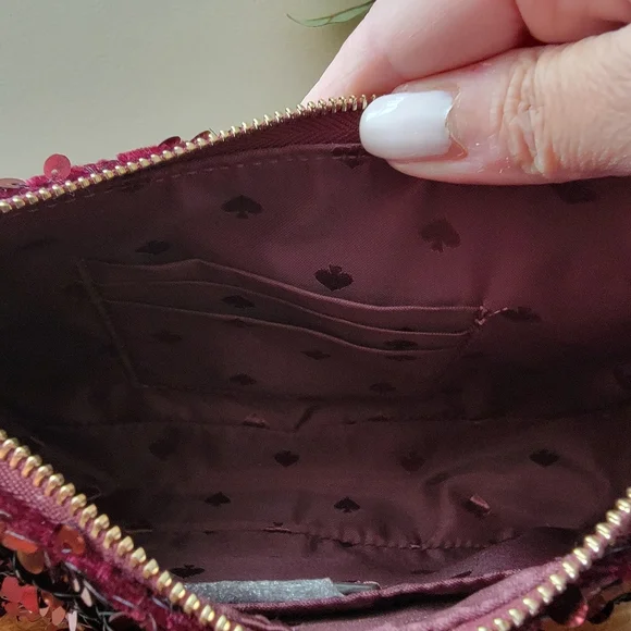 Kate Spade Kiki Deep Berry Burgandy Sequin Convertible Shoulder Bag Purse - Picture 14 of 15